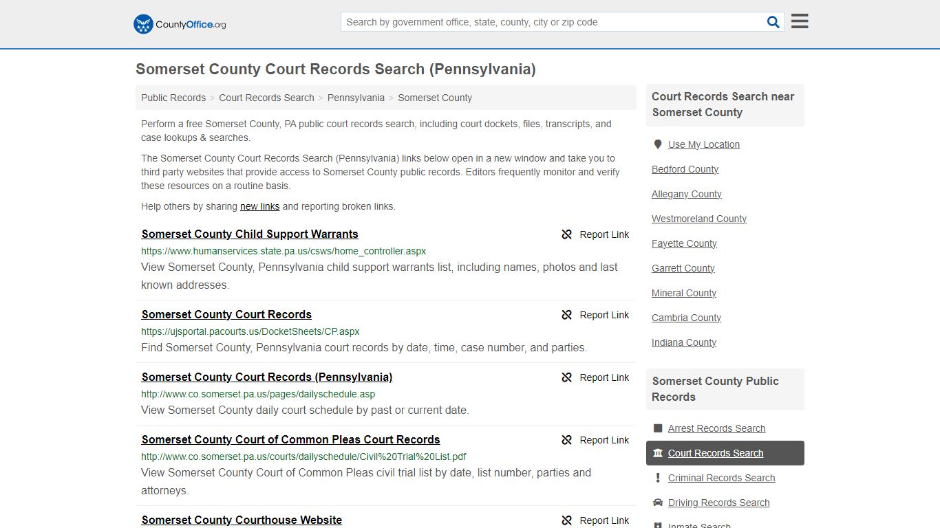 Somerset County Court Records Search (Pennsylvania) - County Office